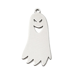 Stainless Steel Color 201 Stainless Steel Pendants, Ghost Charms, Cut-Out, Stainless Steel Color, 27x13x1mm, Hole: 1.5mm