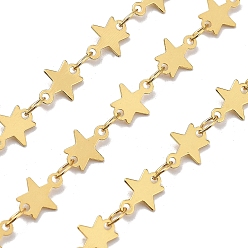 Золотой Латунные звездчатые цепи, пайки, без кадмия, без никеля и без свинца, с катушкой, золотые, 8.5x6.5x0.4 мм и 4.5x3x0.5 мм, около 32.81 футов (10 м) / рулон