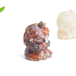 Красный Агат Украшение в виде льва из смолы, с натуральной стружкой сердолика внутри статуэток для украшения домашнего офиса, 39x37x53 мм