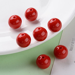 FireBrick Opaque Acrylic Beads, Round, FireBrick, 16x15mm, Hole: 2.8mm, about 220pcs/500g