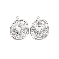 Нержавеющая Сталь Цвет 304 Настройки эмали нержавеющей стали кулон, овальные, цвет нержавеющей стали, 21x15.5x2 мм, отверстие : 1.5 мм