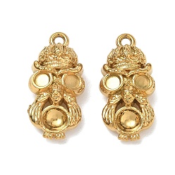 Real 18K Gold Plated 304 Stainless Steel Pendant Cabochon Settings, Skull Charms, Ion Plating(IP), Real 18K Gold Plated, 22x11x6mm, Hole: 2mm