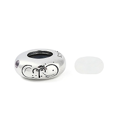 Овен 925 Европейские бусины из стерлингового серебра с разноцветными кубическими цирконами, шариков Rondelle, Овен, 9.5x3.5 мм, отверстие : 4.5 мм