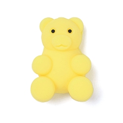 Желтый Силиконовые бусины, мультфильм животное медведь, желтые, 29x22x13 мм, отверстие : 2 мм