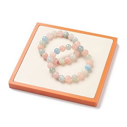 Легкий Лосось Дисплеи ювелирных изделий из искусственного мрамора из смолы, с ПУ кожаный, квадратный, светлый померанцевый, 9x9x1.2 см