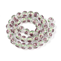 Серо-розавый Нити из фольги в технике лэмпворк, круглый с цветком розы, увядшая роза, 10~11 мм, отверстие : 1~1.5 мм, около 40~41 шт / нитка, 14.57~15.63'' (37~39.7 см)