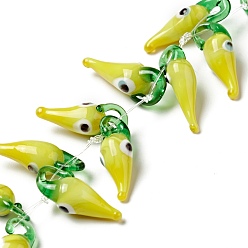 Желтый Ручной работы бусины прядь, слезинка со сглаза, желтые, 30x10x11 мм, отверстие : 5x4 мм, около 20 шт / нитка, 8.66 дюйм (22 см)