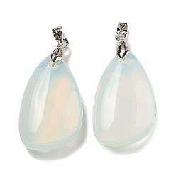 Опал Opalite подвески, слезинки, с стеллаж металлизированный платины тон выводов латуни, без кадмия и без свинца, 34x18x7.5 мм, отверстие : 4x5 мм