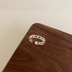 Платина Латунь регулируемые манжеты кольца, сердечные темы, платина, внутренний диаметр: 15~20 мм