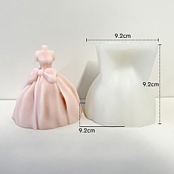 Blanc Moules en silicone pour robe de mariée, déesse, bougie parfumée, qualité alimentaire, portrait de buste, Moules de fabrication de bougies de sculpture demi-corps, moule à bougie d'aromathérapie, blanc, 9.2x9.2x9.2 cm