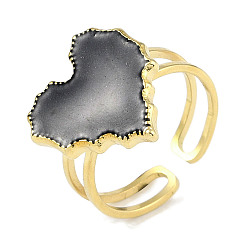 Настоящее золото 18K Ионное покрытие (ip) 304 кольца на пальцах в форме сердца из эмали из нержавеющей стали, открытые кольца для женщин, реальный 18 k позолоченный, 12x16 мм