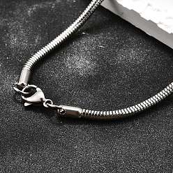 Нержавеющая Сталь Цвет Устойчивые к потускнению 304 ожерелья из нержавеющей стали в виде змеиной цепи, цвет нержавеющей стали, 17.7 дюйм (45 см), 3.2 мм