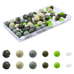 (52) Непрозрачная лаванда Пищевые экологически чистые силиконовые фокусные шарики, круглые и круглые, разноцветные, 12~15x6~15 мм, отверстие : 2 мм, 85 шт / комплект