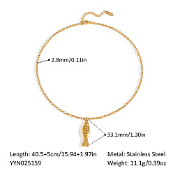 Золотой Европейские ожерелья с подвеской в виде рыбы из нержавеющей стали, золотые, 15.94 дюйм (40.5 см)