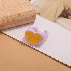 Сливовый Открытые манжеты из смолы, отпечаток лапы, слива, внутренний диаметр: 16~19 мм