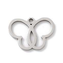 Нержавеющая Сталь Цвет 201 подвески из нержавеющей стали, очарование бабочки, лазерная резка, анти-тускнение, цвет нержавеющей стали, 11.5x15.5x1 мм, отверстие : 1.5 мм