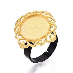 Золотой Основание из сплава с ромбовидной оправой и железом с вращающимся подносом, изготовление колец с круглой накладкой для снятия тревожности, золотые, 23x23 мм, 17 мм, Размер лотка: 14 мм