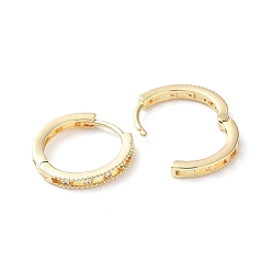 Real 18K Gold Plated Brass Micro Pave Cubic Zirconia Hoop Earrings, Ring, Real 18K Gold Plated, 12.5x2mm