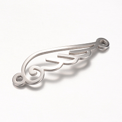 Нержавеющая Сталь Цвет Устойчивы к потускнению 201 соединители из нержавеющей стали, крыло, цвет нержавеющей стали, 32.5x10x1 мм, отверстие : 1.5 мм