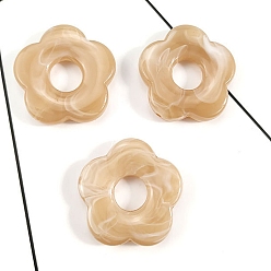 Perú Abalorios de acrílico, estilo de imitación de piedras preciosas, medio-perforado, flor, Perú, 26x27x5 mm, agujero: 1.6 mm