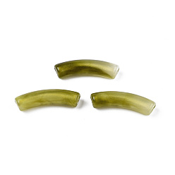 Светло-зеленый Коричневый Непрозрачные акриловые бусины, Двухцветный цвет, с блеском порошок, изогнутая трубка, оливковый, 32x10x8 мм, отверстие : 1.8 мм, Около 345 шт / 500 г