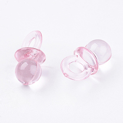 Pink Transparent Acrylic Pendants, Pacifier, Pink, 20x10x10mm, Hole: 5mm, about 670pcs/500g