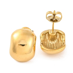 Настоящее золото 14K Ионное покрытие (ip) 304 серьги-гвоздики из нержавеющей стали, овальные, реальный 14 k позолоченный, 14x11 мм