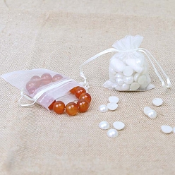 Белый Подарочные пакеты из органзы с кулиской, мешочки для украшений, свадебная вечеринка рождественские подарочные пакеты, прямоугольные, белые, 9x7 см