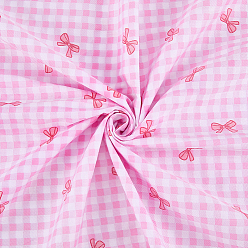 Rose Chaud Tissu en coton, accessoires du vêtement, Motif tartan et nœud papillon, rose chaud, 1000x1600x0.2mm