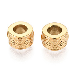 Настоящее золото 14K 304 из нержавеющей стали разделительные бусины, колонка, реальный 14 k позолоченный, 5x7.5 мм, отверстие : 4 мм