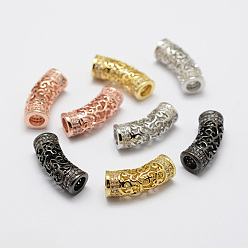 Gemischte Farbe Messing Mikro ebnen Zirkonia Rohr Perlen, Bleifrei & Nickel frei, Gemischte Farbe, 20x9x7 mm, Bohrung: 4 mm
