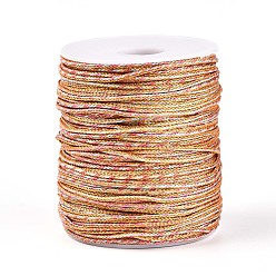 Ярко-Розовый 100м сегментный окрашенный круглый шнур из нейлона, ПЭТ и полиэстера с металлическим плетением, для изготовления ювелирных изделий, ярко-розовый, 1.5~2 мм, около 109.36 ярдов (100 м) / рулон