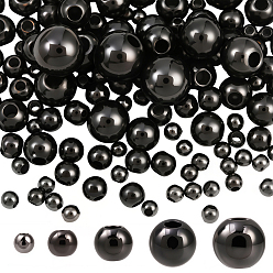 Черный Цвет Металла 250шт 5 стили стойка покрытие латунные распорные бусины, долговечный, круглые, металлический черный , 2~6 мм, отверстие : 0.8~1.5 мм, 50 шт / стиль