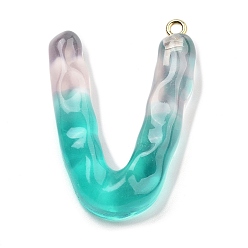 Letter V Смола подвеска, с обнаружением железного кольца, Письмо ~ Z, Буква V, 39.5x28x7.5 мм, отверстие : 2 мм