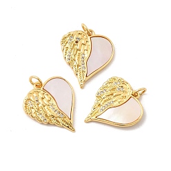 Wing Латунные микро проложить кубического циркония подвески, без кадмия, без никеля и без свинца, с кольцами и скачками, реальный 18 k позолоченный, крыло, 20.5x17.5x2 мм, отверстие : 3.2 мм