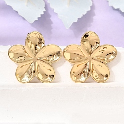 Golden 304 Stainless Steel Stud Earrings for Women, Flower, Ion Plating(IP), Golden, 29x30mm