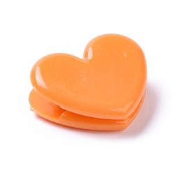 Orange Heart Shape Plastic Clips, for Office School Supplies, Orange, 25~26x31~31.5x12~13mm
