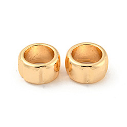 Настоящее золото 18K Латунные бусины, бусины с большим отверстием, без кадмия, без никеля и без свинца, плоско-круглые, реальный 18 k позолоченный, 15.5x8.5 мм, отверстие : 11 мм