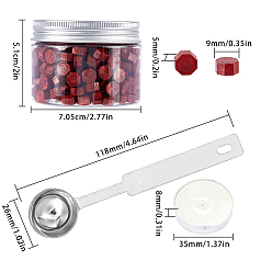 Dark Red CRASPIRE Sealing Wax Particles Kits for Retro Seal Stamp, with Stainless Steel Spoon, Candle, Plastic Empty Containers, Dark Red, 307pcs/set