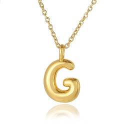 Letter G 304 массивные ожерелья с инициалами из нержавеющей стали, реальный 18 k позолоченный, Буква G, 15.75 дюйм (40 см)