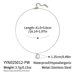 Нержавеющая Сталь Цвет Минималистичные 304 овальные подвески из нержавеющей стали с белой эмалью для женщин, цвет нержавеющей стали, 16.14 дюйм (41 см)