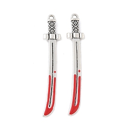 Другие Подвески из эмали и сплава, античное серебро, меч, 54.5x9x4 мм, отверстие : 1.8 мм