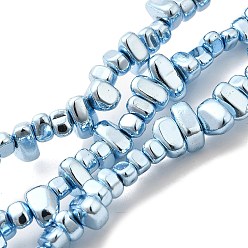 Светло-Голубой Нити синтетических немагнитных гематитовых бусин с гальваническим покрытием, покрытых краской для выпечки, самородки, Небесно-голубой, 5~8x4~5x3~4 мм, отверстие : 1 мм, около 120 шт / нитка, 15.75 дюйм (40 см)