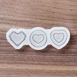 White Shaker Molds, DIY Heart with Round Quicksand Silicone Molds, Resin Casting Molds, for UV Resin, Epoxy Resin Craft Making, White, 48x140x13mm, Inner Diameter: 32~40x38~40mm