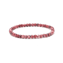 Темно-Красный 4.5 мм натуральный белый нефрит (окрашенный) круглый эластичный браслет из бисера, изящные украшения из драгоценных камней для женщин, темно-красный, внутренний диаметр: 2-3/8 дюйм (6 см), бусины : 4.5 мм