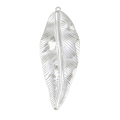 Stainless Steel Color 304 Stainless Steel Big Pendants, Leaf Charms, Stainless Steel Color, 67.5x25x2mm, Hole: 1.9mm