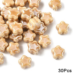 Wheat 30Pcs Handmade Porcelain Bead, Plum Blossom, Bright Glazed Porcelain, Wheat, 10.5~11x11~11.5x7.5~8mm, Hole: 2~2.5mm