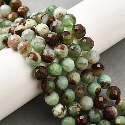 Хризопраз Натуральные хризопразные бисерные пряди, граненые, круглые, 8 мм, отверстие : 1 мм, около 46~47 шт / нитка, 15.16~15.55'' (38.5~39.5 см)