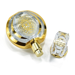 Leichtes Khaki Parfümflaschen aus Glas mit Goldprägung, Spa-Aromatherapie ätherisches Öl leere Flasche, leichtes Khaki, 10.8x7.6 cm