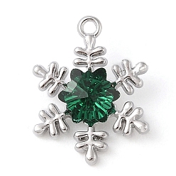 Зеленый Сплав с подвесками из горного хрусталя, снежинка, платина, зелёные, 15x5.4 мм, отверстие : 1.5 мм